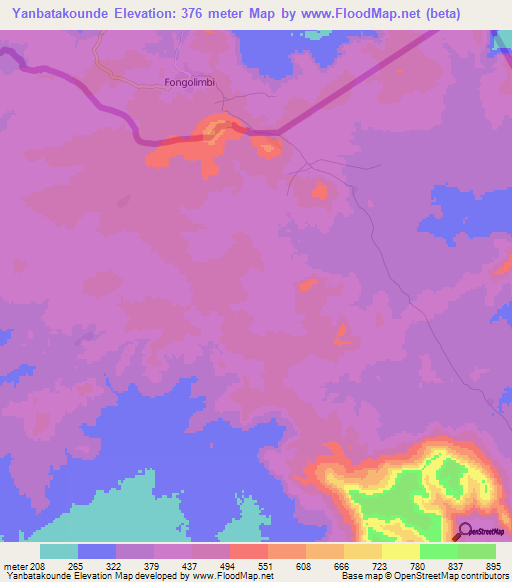 Yanbatakounde,Guinea Elevation Map