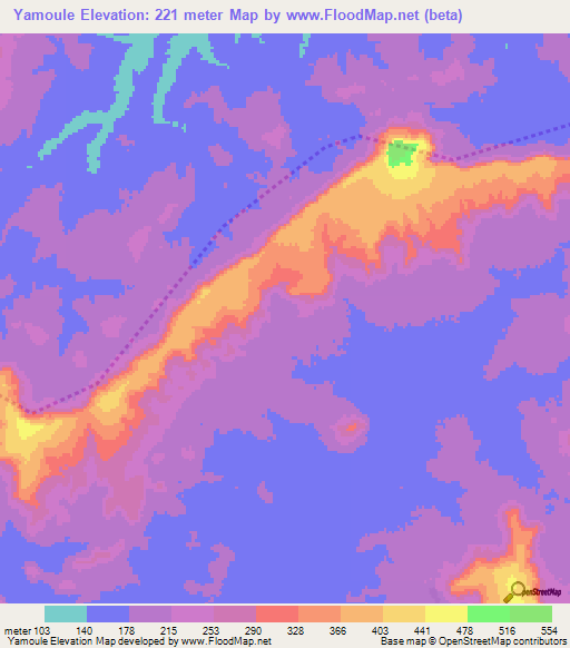 Yamoule,Guinea Elevation Map