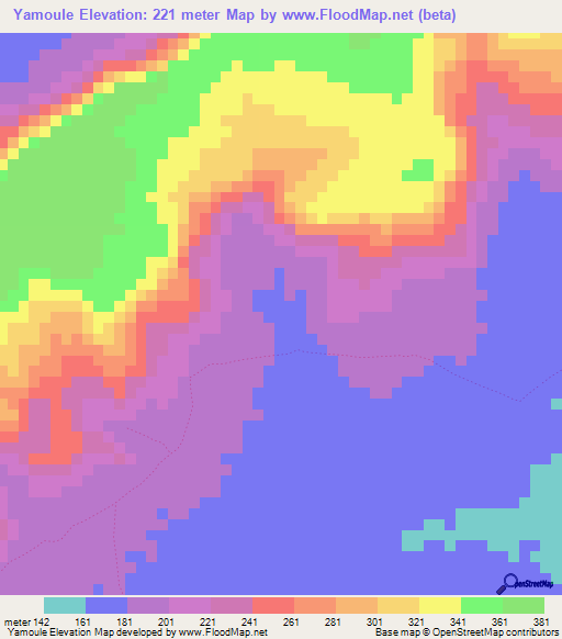 Yamoule,Guinea Elevation Map