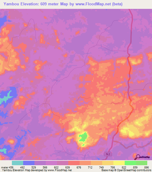 Yambou,Guinea Elevation Map