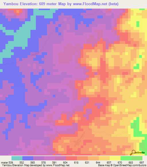 Yambou,Guinea Elevation Map