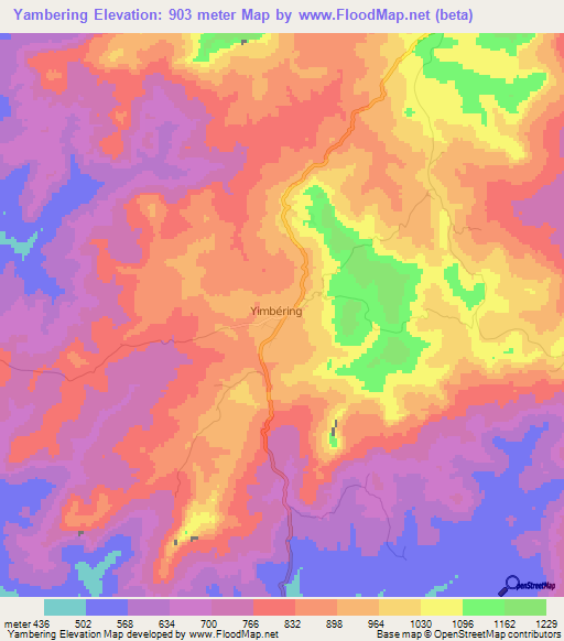 Yambering,Guinea Elevation Map