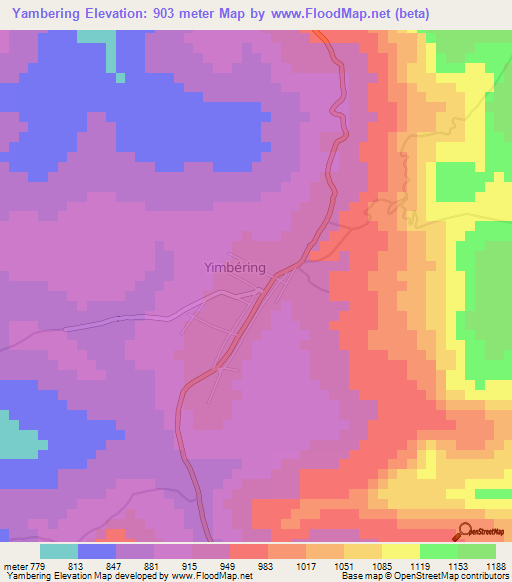 Yambering,Guinea Elevation Map