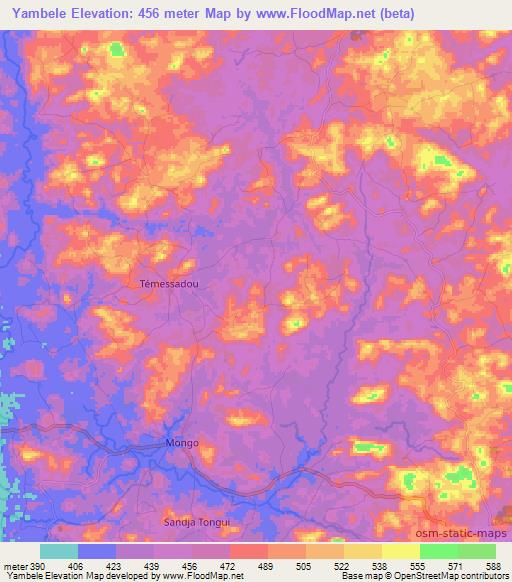 Yambele,Guinea Elevation Map