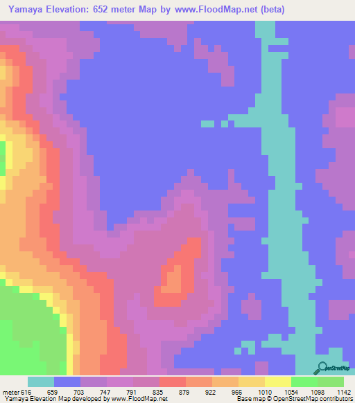 Yamaya,Guinea Elevation Map