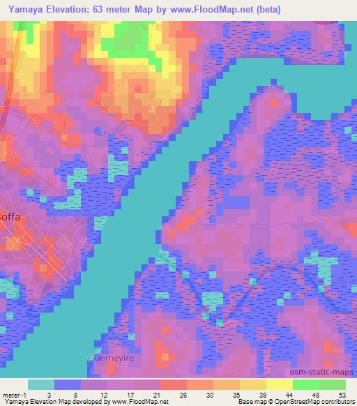 Yamaya,Guinea Elevation Map