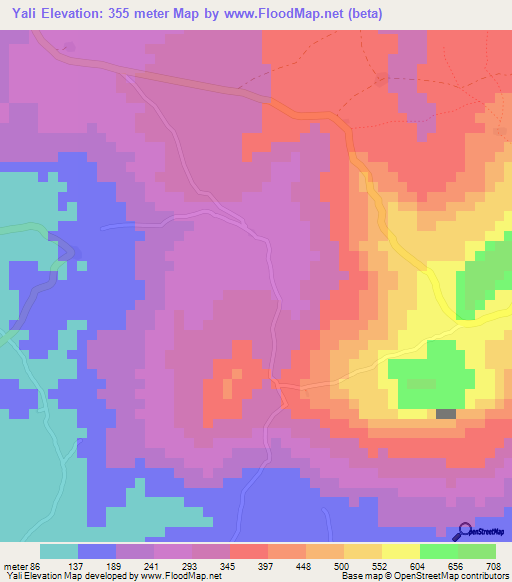 Yali,Guinea Elevation Map