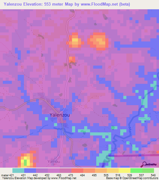 Yalenzou,Guinea Elevation Map