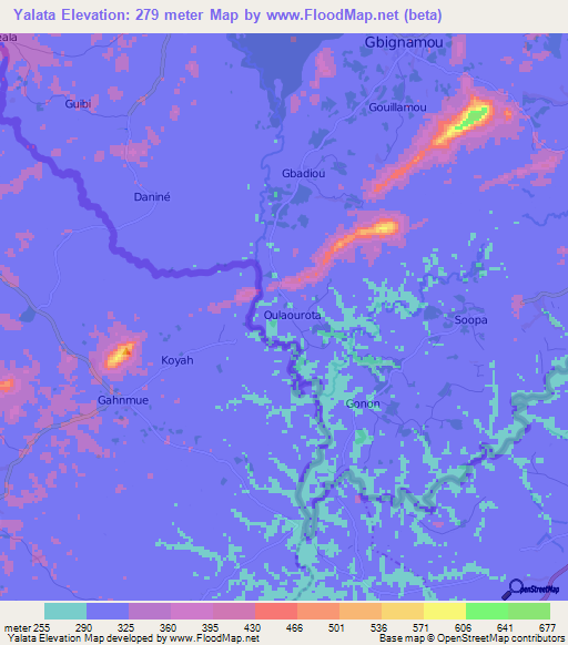 Yalata,Guinea Elevation Map