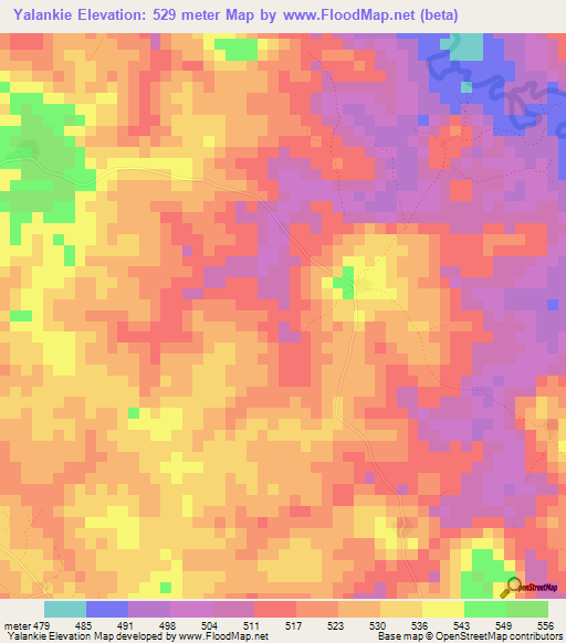 Yalankie,Guinea Elevation Map