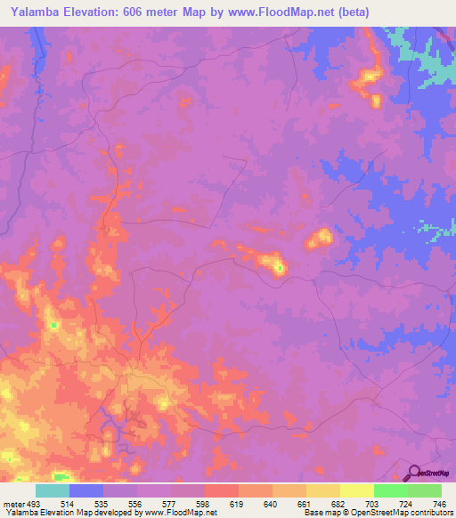 Yalamba,Guinea Elevation Map