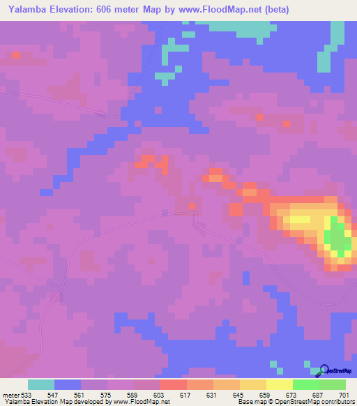 Yalamba,Guinea Elevation Map