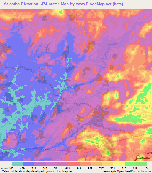 Yalamba,Guinea Elevation Map