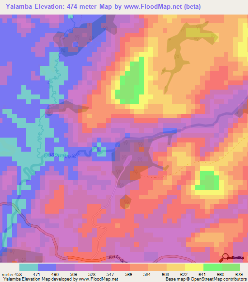 Yalamba,Guinea Elevation Map