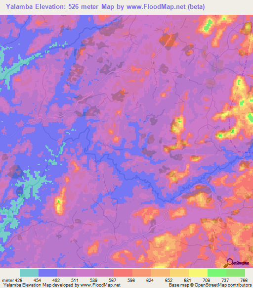 Yalamba,Guinea Elevation Map