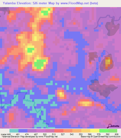 Yalamba,Guinea Elevation Map