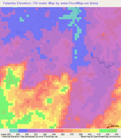 Yalamba,Guinea Elevation Map