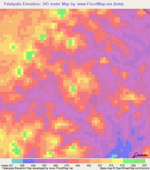 Yalakpala,Guinea Elevation Map