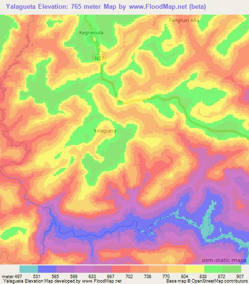 Yalagueta,Guinea Elevation Map