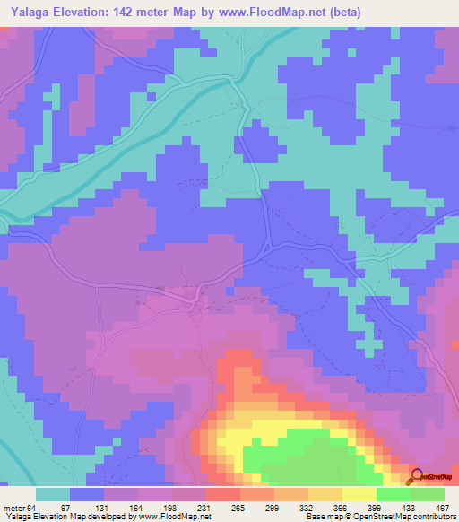 Yalaga,Guinea Elevation Map