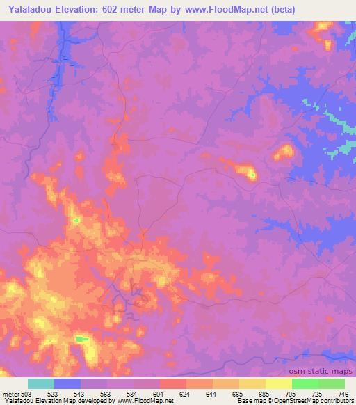 Yalafadou,Guinea Elevation Map