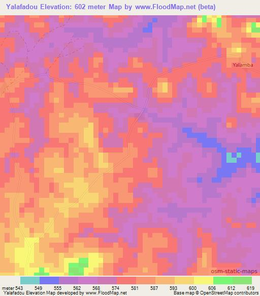 Yalafadou,Guinea Elevation Map