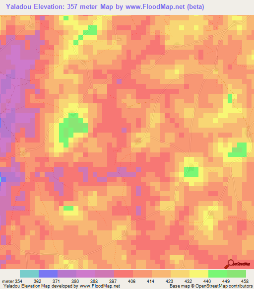 Yaladou,Guinea Elevation Map