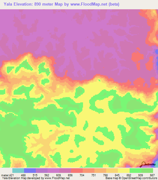 Yala,Guinea Elevation Map