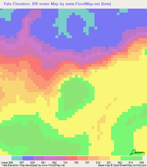 Yala,Guinea Elevation Map