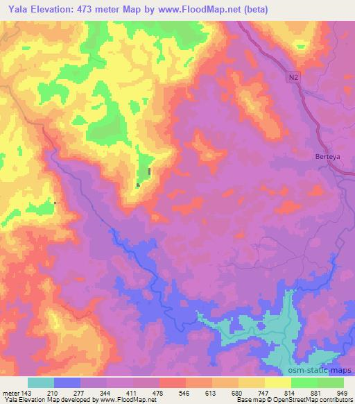 Yala,Guinea Elevation Map