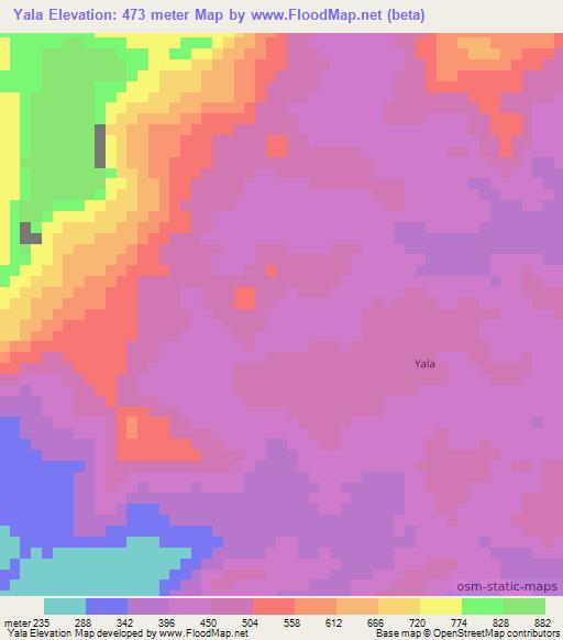 Yala,Guinea Elevation Map