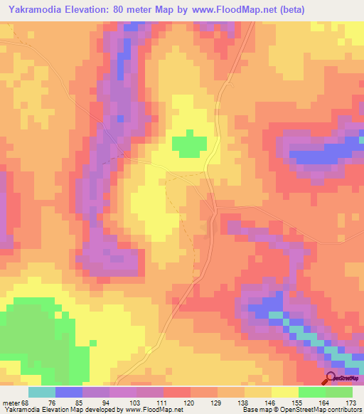 Yakramodia,Guinea Elevation Map