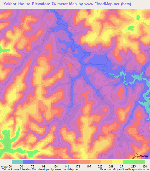 Yakhorikhoure,Guinea Elevation Map