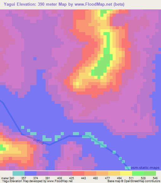 Yagui,Guinea Elevation Map