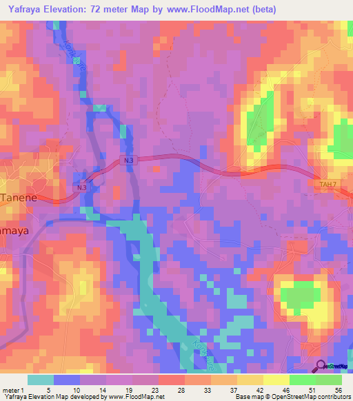 Yafraya,Guinea Elevation Map