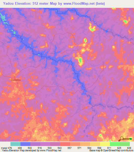 Yadou,Guinea Elevation Map