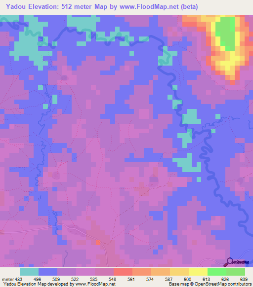 Yadou,Guinea Elevation Map