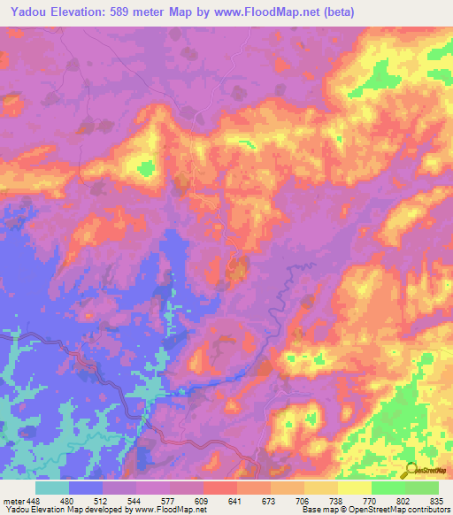 Yadou,Guinea Elevation Map