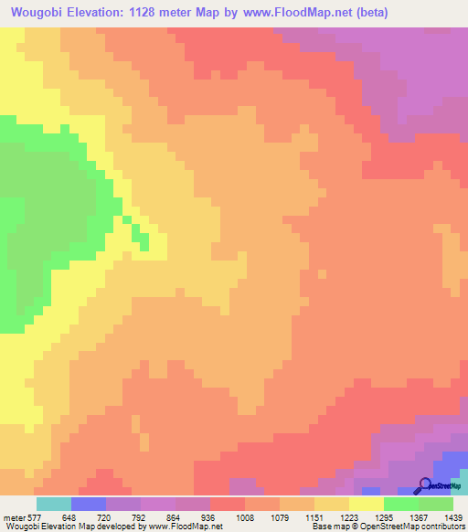 Wougobi,Guinea Elevation Map