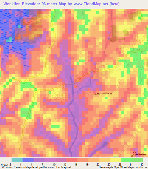 Wonkifon,Guinea Elevation Map