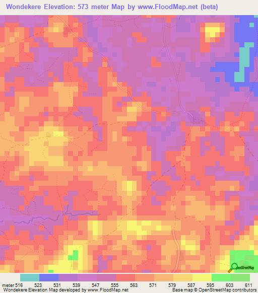 Wondekere,Guinea Elevation Map