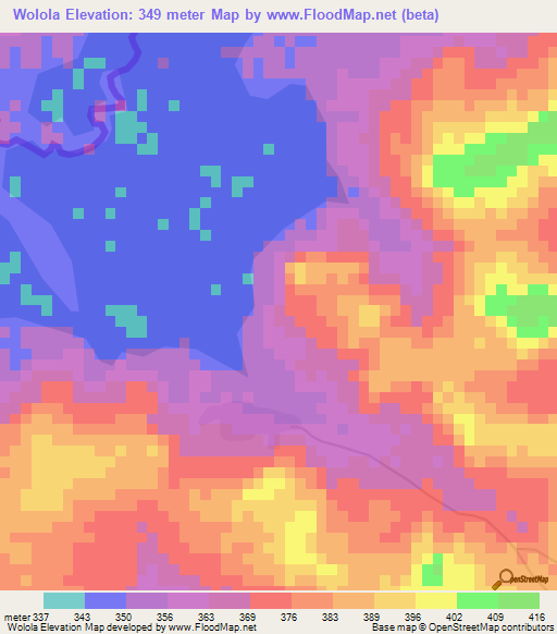 Wolola,Guinea Elevation Map