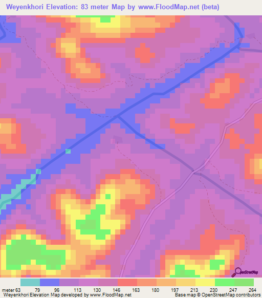 Weyenkhori,Guinea Elevation Map