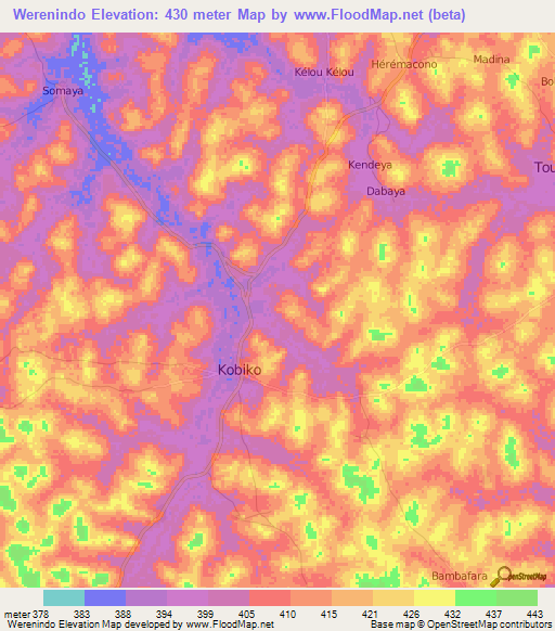 Werenindo,Guinea Elevation Map