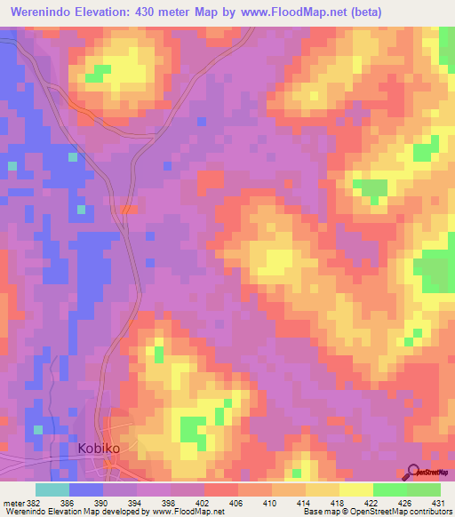 Werenindo,Guinea Elevation Map