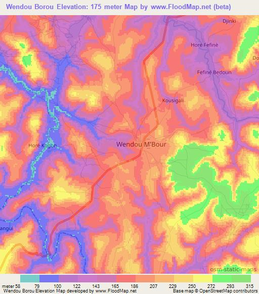 Wendou Borou,Guinea Elevation Map