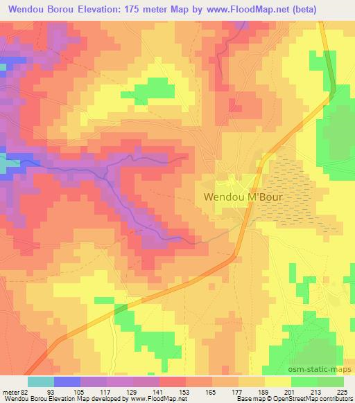 Wendou Borou,Guinea Elevation Map