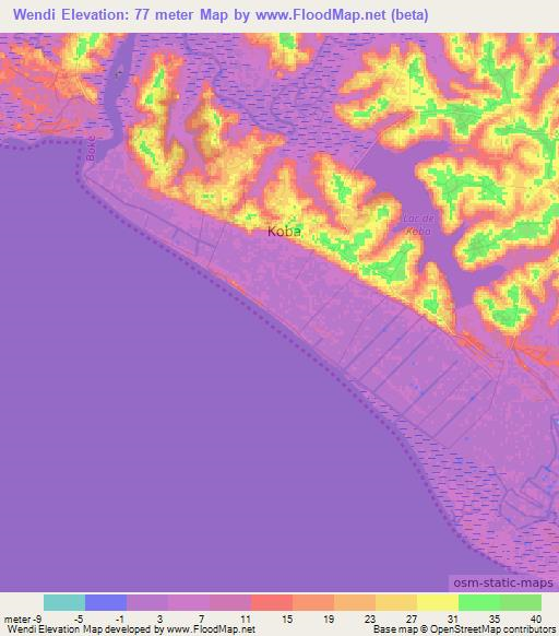 Wendi,Guinea Elevation Map