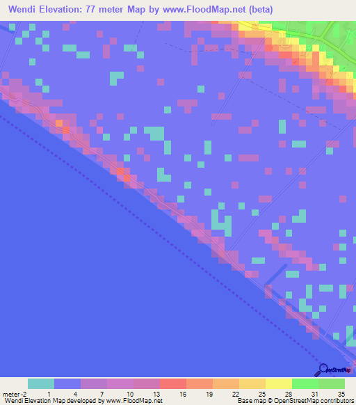 Wendi,Guinea Elevation Map