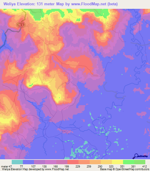 Weliya,Guinea Elevation Map